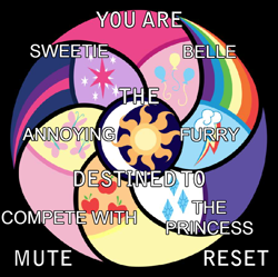 Size: 798x795 | Tagged: safe, sweetie belle, annoying furry, compete, destiny generator, meme, princess, text