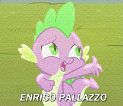 Size: 691x596 | Tagged: safe, screencap, spike, dragon, equestria games (episode), cloudsdale anthem, enrico pallazzo, equestria games, reference, solo, the naked gun