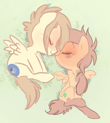 Size: 2201x2463 | Tagged: safe, artist:psychoon, oc, oc only, pegasus, pony, blushing, boop, colt, filly, male, noseboop, shipping, straight