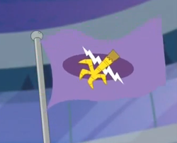 Size: 335x271 | Tagged: safe, screencap, griffon, equestria games (episode), cropped, equestria games, flag, flags of equestrian regions, griffon team, griffonstone, no pony