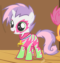 Size: 205x213 | Tagged: safe, screencap, scootaloo, sweetie belle, the show stoppers, alternate hairstyle, clothes, costume, rocker, show stopper outfits