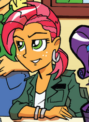 Size: 215x292 | Tagged: safe, idw, babs seed, equestria girls, spoiler:comic, spoiler:comicannual2013, bracelet, earring, older, solo