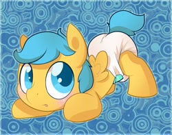 Size: 1024x807 | Tagged: safe, artist:cuddlehooves, oc, oc only, pegasus, pony, diaper, foal, poofy diaper, solo