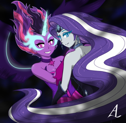 Size: 1126x1100 | Tagged: safe, artist:acesrockz, midnight sparkle, nightmare rarity, sci-twi, twilight sparkle, equestria girls, friendship games, equestria girls-ified, female, lesbian, looking at you, rarilight, shipping