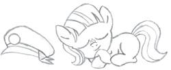 Size: 1118x462 | Tagged: safe, artist:ideltavelocity, tag-a-long, monochrome, sketch, sleeping, solo