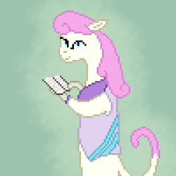 Size: 500x500 | Tagged: safe, artist:thejakevale, twinkleshine, cat, betelgeusean, book, crossover, pixel art, solo, space dandy, species swap