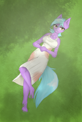 Size: 718x1069 | Tagged: safe, artist:ninjapony, oc, oc only, oc:ishizko, anthro, clothes, dress, grass