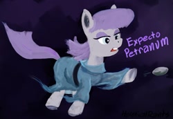 Size: 1212x832 | Tagged: safe, artist:hereticalrants, boulder (pet), maud pie, harry potter, latin, patronus, pun, solo