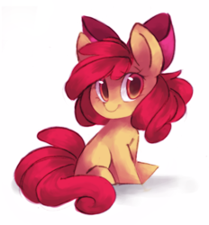 Size: 768x827 | Tagged: safe, artist:askpopcorn, derpibooru import, apple bloom, sitting, solo