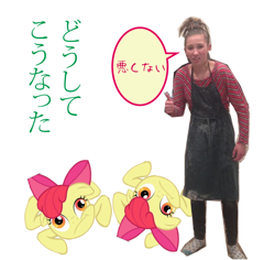 Size: 776x732 | Tagged: safe, apple bloom, human, irl, irl human, japanese, michelle creber, photo, wat