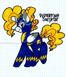 Size: 2108x2452 | Tagged: safe, artist:jellybeanmouse, surprise, g1, g1 to g4, generation leap, graph paper, solo, traditional art, wonderbolts uniform
