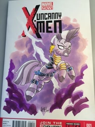 Size: 768x1024 | Tagged: safe, artist:tonyfleecs, zecora, zebra, comic, crossover, lightning, marvel comics, solo, storm (marvel comics), x-men