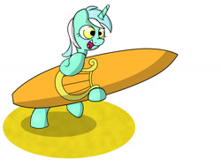 Size: 1024x768 | Tagged: safe, artist:nikkuwalkanov, lyra heartstrings, pony, bipedal, solo, surfboard