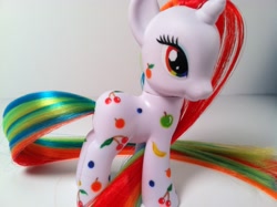 Size: 799x597 | Tagged: safe, artist:brighteyespony, pony, unicorn, brushable, custom, fruit, irl, photo, solo, toy