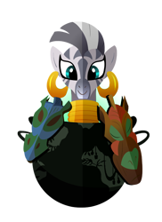 Size: 500x685 | Tagged: safe, artist:ii-art, zecora, pony, zebra, ear piercing, earring, female, jewelry, lineless, looking at you, mare, mask, neck rings, piercing, smiling, solo