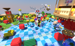 Size: 1920x1200 | Tagged: safe, screencap, discord, draconequus, brohoof.com, chaos, discord's throne, discorded landscape, floating island, giant mushroom, male, minecraft, mushroom, ponyville, render, solo