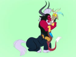 Size: 2048x1536 | Tagged: safe, artist:fiona brown, discord, lord tirek, gay, hug, male, shipping, tirekcord