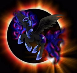 Size: 2579x2448 | Tagged: safe, artist:kawent, nightmare moon, eclipse, flying, solar eclipse, solo