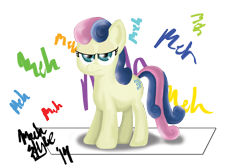 Size: 1500x1000 | Tagged: safe, artist:machstyle, bon bon, sweetie drops, bon bon is not amused, meh, solo