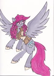 Size: 1280x1794 | Tagged: safe, artist:zubias, oc, oc only, oc:evening breeze, pegasus, pony, fallout equestria, fallout equestria: trailblazers, braid, clothes, solo, traditional art