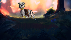 Size: 1920x1080 | Tagged: safe, artist:hierozaki, zecora, zebra, forest, saddle bag, scenery, solo