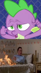 Size: 505x893 | Tagged: safe, spike, dragon, equestria games (episode), christopher walken, fire, pstandard psychic pstance, psychic powers, psychic spike, the dead zone