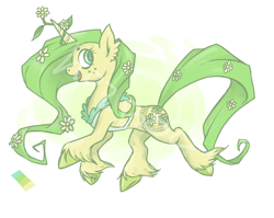 Size: 846x672 | Tagged: safe, artist:hoz-boz, oc, oc only, oc:daisy chain, pony, unicorn, adoptable, flower, flower in hair, looking at you, profile, solo, unshorn fetlocks