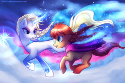 Size: 2048x1365 | Tagged: safe, artist:jacky-bunny, anna, crossover, elsa, frozen (movie), ponified