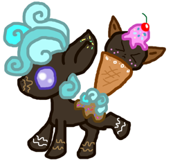 Size: 760x722 | Tagged: safe, artist:shadowdeal, oc, oc only, food pony, original species, augmented tail, ice cream, solo