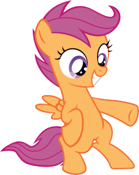 Size: 5579x7000 | Tagged: safe, artist:slb94, scootaloo, twilight time, absurd resolution, bipedal, invisible mare, pointing, simple background, smiling, solo, standing, transparent background, vector