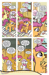 Size: 900x1384 | Tagged: safe, artist:tonyfleecs, idw, apple bloom, scootaloo, sweetie belle, earth pony, pegasus, pony, unicorn, friends forever, spoiler:comic, spoiler:comicff2, comic, cutie mark crusaders, female, filly, foal, idw advertisement, music notes, official comic, preview, speech bubble, trio