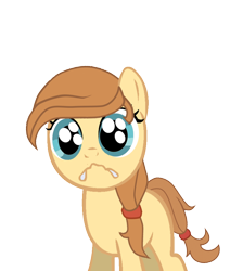 Size: 662x740 | Tagged: safe, artist:avisola, oc, oc only, oc:cream heart, earth pony, pony, blank flank, female, filly, hug request, simple background, solo, transparent background, vector, younger