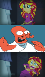 Size: 764x1312 | Tagged: safe, equestria girls, exploitable meme, futurama, meme, sunset screamer, zoidberg