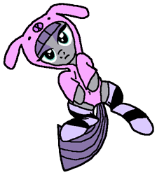 Size: 430x479 | Tagged: safe, artist:flyingbrickanimation, maud pie, belly button, bunny costume, bunny hood, clothes, cute, looking at you, maudabetes, on back, simple background, socks, solo, striped socks, transparent background