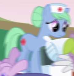 Size: 438x452 | Tagged: safe, derpibooru import, screencap, nurse tenderheart, applebuck season, blurry