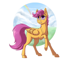 Size: 818x743 | Tagged: safe, artist:fromthenowhere, derpibooru import, scootaloo, rainbow, solo