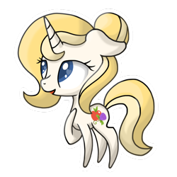 Size: 894x894 | Tagged: safe, artist:chocolate-opals, oc, oc only, oc:ambrosia, pony, unicorn, chibi, cute, female, heart eyes, magical lesbian spawn, mare, offspring, parent:applejack, parent:rarity, parents:rarijack, wingding eyes