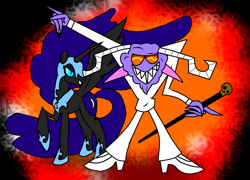 Size: 1391x1004 | Tagged: safe, artist:dreadlime, nightmare moon, crossover, the boogie man, the powerpuff girls