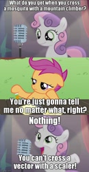 Size: 490x942 | Tagged: safe, mosquito, bloom and gloom, bad sweetie belle joke, math, maths joke, mountain climber, pun