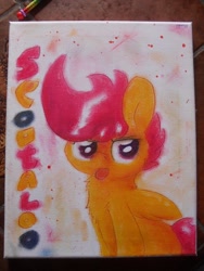 Size: 768x1024 | Tagged: safe, artist:slightlyshade, scootaloo, canvas, irl, oil pastels, photo, traditional art