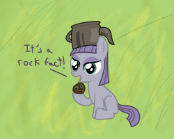 Size: 1000x800 | Tagged: safe, artist:hypnopony, artist:mightyshockwave, maud pie, filly, greg, over the garden wall, rock, rock fact, solo