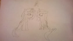 Size: 2592x1456 | Tagged: safe, artist:fifthcru5ader, oc, oc only, oc:cocoa bean, oc:fifthcru5ader, alicorn, pony, alicorn oc, blushing, female, glasses, lesbian, magic, mistletoe, oc x oc, shipping