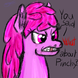 Size: 780x780 | Tagged: safe, artist:gallifreyanequine, berry punch, berryshine, ruby pinch, angry, rage, text