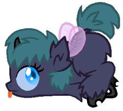 Size: 291x263 | Tagged: safe, artist:firepony-bases, artist:starryoak, oc, oc only, oc:pupa puff, changeling, hybrid, blue changeling, interspecies offspring, magical lesbian spawn, offspring, parent:oc:fluffle puff, parent:queen chrysalis, parents:canon x oc, parents:chrysipuff, simple background, solo, tongue out, transparent background, vector