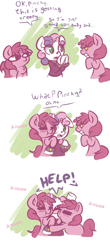 Size: 490x1118 | Tagged: safe, artist:haute-claire, ruby pinch, sweetie belle, :t, ask, ask ruby pinch, blushing, clothes, comic, cute, duality, eyes closed, eyes on the prize, frown, grin, hape, help, horn piercing, hug, meanie belle, open mouth, self ponidox, smiling, starry eyes, tumblr, underhoof, wide eyes, wingding eyes