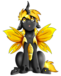 Size: 1950x2416 | Tagged: safe, oc, oc only, changeling, pony, amber, autumn, yellow changeling