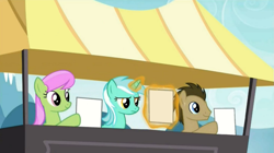 Size: 1023x572 | Tagged: safe, screencap, doctor whooves, lyra heartstrings, merry may, leap of faith, exploitable, exploitable meme, judging, lyra's score, meme, template