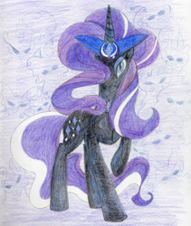 Size: 3297x3914 | Tagged: safe, artist:kelseyleah, derpibooru import, nightmare rarity, solo, traditional art