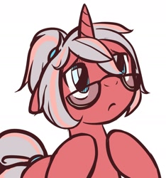 Size: 1621x1733 | Tagged: safe, artist:inlucidreverie, oc, oc only, oc:steel cherry, fallout equestria, /mlp/, glasses, half moon glasses, solo