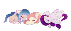 Size: 1266x555 | Tagged: safe, artist:beloo, oc, oc only, oc:glimmer palette, oc:peach blossom, oc:sweet hum, bat pony, pony, sleeping, sleepy